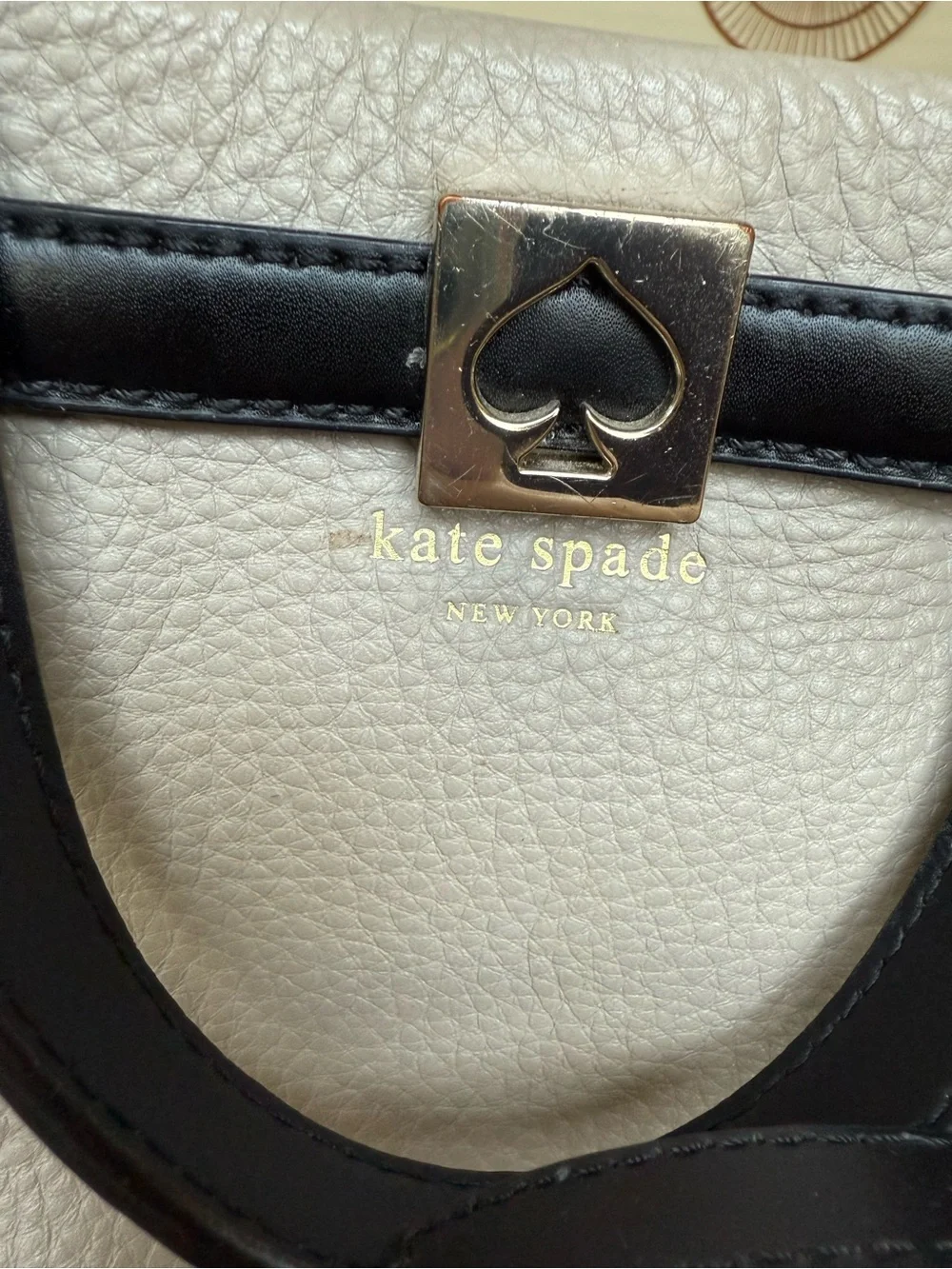 Kate Spade Houston Street Grey Taupe White Two Tone Satchel Handbag